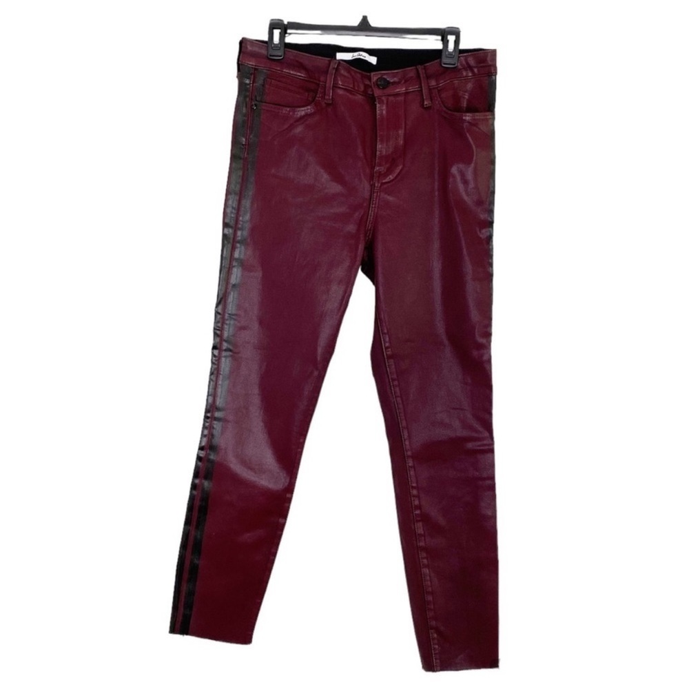 NWOT Sam Edelman The Kitten Coated Jeans Pants Burgundy Maroon Red Black Size 32